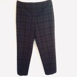 Talbots Stretch Plaid Pattern Flat Front Brown Pants Sz 12